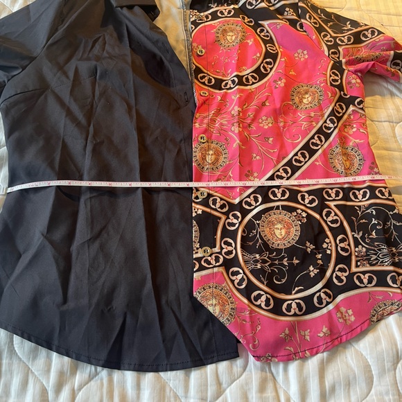 New XL (size 12) Scarf Print Colorblock Long Sleeve Button-up Top NWOT - Picture 8 of 10